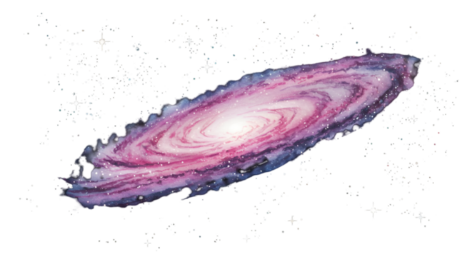 Abstract Galaxy Illustration On Isolated Transparent Background With Stars