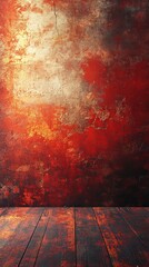 Rustic Wall with Wooden Floor and Dramatic Lighting