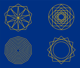 Fototapeta premium geometric line art collection, star, mandala, triangle, circle, square, template, decoration, vector, eps