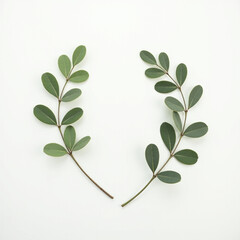 Obraz premium Minimal Green Leaves on White Background