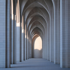 Obraz premium Architectural Arches and Columns in Minimalist Design with Light and Shadow Creating a Sense of Depth