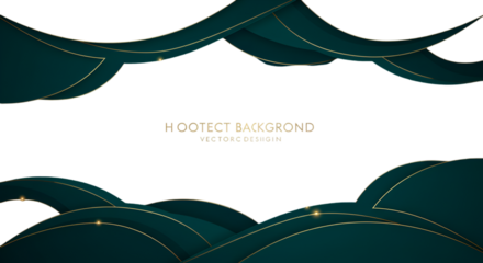 Abstract Green And Gold Wave Background Design For Modern Decoration