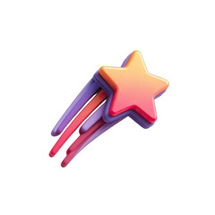 3D stylized shooting star, vibrant colors