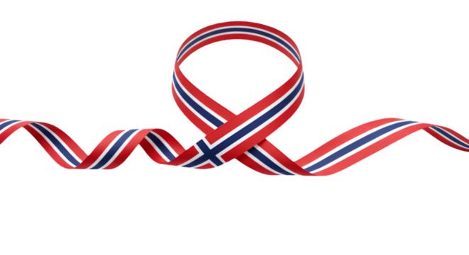 Abstract Illustration Of Norwegian Ribbon Flag With Transparent Background