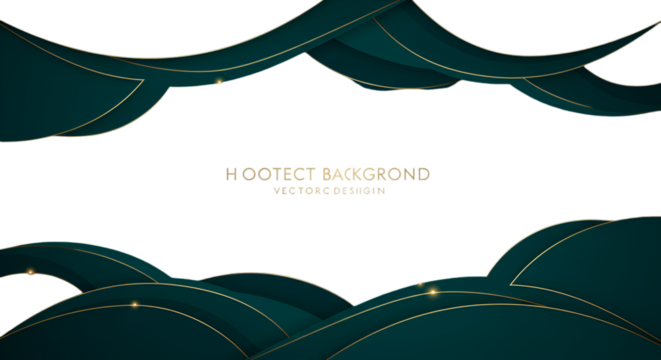 Abstract Green And Gold Wave Background Design For Modern Decoration