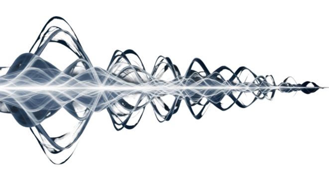 Abstract Illustration Of White Wavy Energy Lines on Transparent Background
