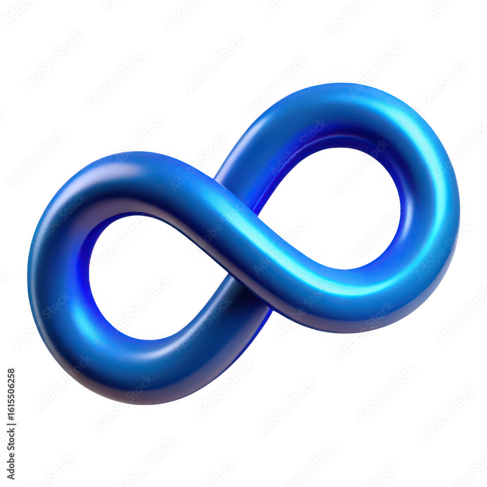 Poster blue infinity symbol render endless loop sign eternity icon graphic design element on black backgrou