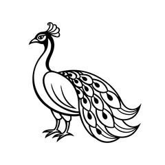 Minimalist Peacock Silhouette  Peacock Vector for Cricut Crafts, Wall Prints, Logos & Wedding