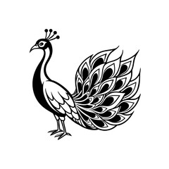 Minimalist Peacock Silhouette  Peacock Vector for Cricut Crafts, Wall Prints, Logos & Wedding