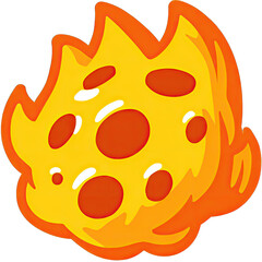 Obraz premium Fiery, round object, resembling a moon or a cheese with flame-like outline