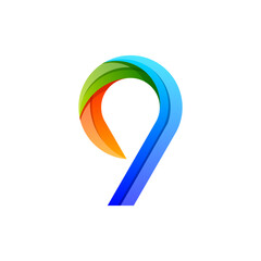 initials number 9  creative logo design