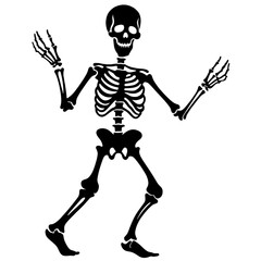 Playful Dancing Skeleton Silhouette Vector for Fun Halloween Graphics and Decor