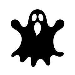 Whimsical Ghost Silhouette Vector with Wavy Edges for Halloween Night Graphics