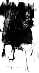 Abstract Lines Pattern Design in Black and White on Transparent Background