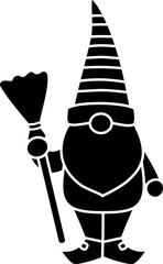 Halloween long legs gnome black silhouette.
Cute Halloween gnome character cartoon design isolated.
Spooky gnome icon. 
Transparent background. SVG.