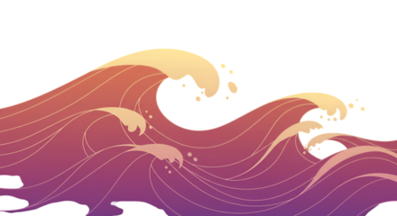 Abstract Illustration Of Pixel Waves With Purple And Yellow Colors Against Black Background