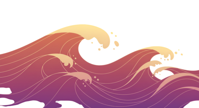 Abstract Illustration Of Pixel Waves With Purple And Yellow Colors Against Black Background - Powered by Adobe