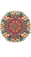Abstract Mandala Illustration With Floral Ornament And Color Background