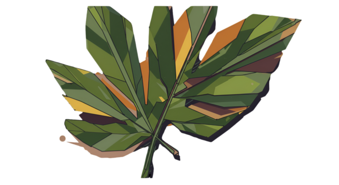 Abstract Green Leaf Illustration With Transparent Background