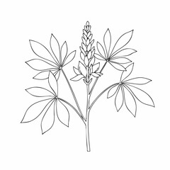 Obraz premium Detailed Line Art of a Wildflower with Elaborate Leaves