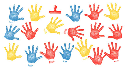 Abstract Illustration Of Colorful Hand Prints On Black Background