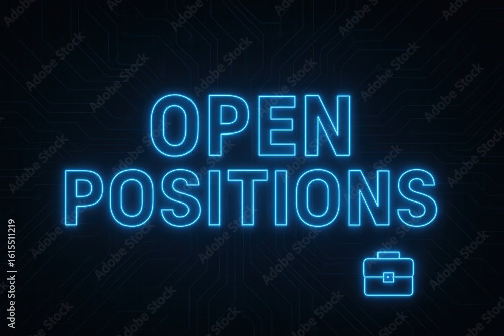 Poster neon-style blue text reading 