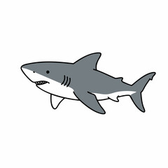 Obraz premium Grey Shark Illustration: Side Profile, Simplified Design
