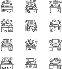 Creative and Cluttered Desk Environments - Work Life Symbols