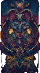 Abstract Ornament Design With Gold Accents And Dark Blue Background