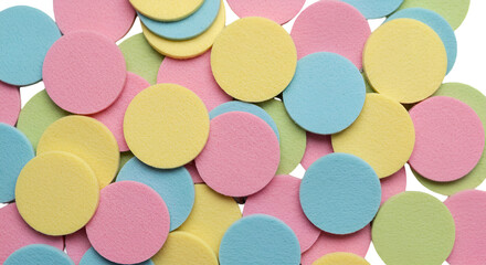 Abstract Photo Of Colorful Confetti Circles Scattered On A Transparent Background