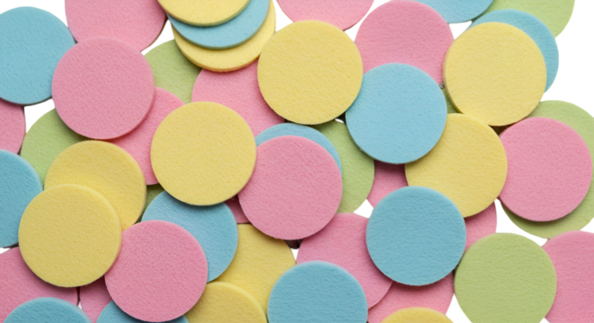 Abstract Photo Of Colorful Confetti Circles Scattered On A Transparent Background - Powered by Adobe