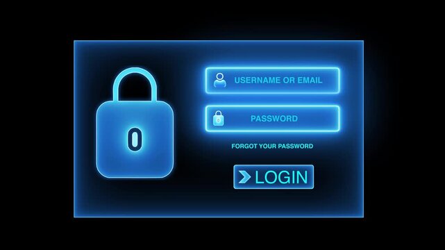 Online website login page animation. Typing username and password to login into the website or network and clicking the login In button. Data Security and User Authentication concept
