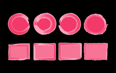 Glossy pink brush stroke frames in round and square shapes. Perfect for modern design, social media, stickers, posters, and creative layout projects.