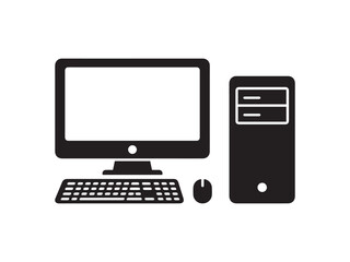 Desktop Computer Setup Silhouette PC Monitor Keyboard Mouse Icon