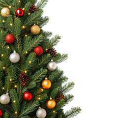 christmas tree branches decoration png pine branches adorned isolate png seasonal garland PNG transparent background image