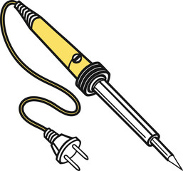 Fototapeta premium Soldering Iron Tool Illustration in Black and White 