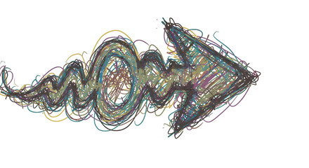 Abstract Scribbled Arrow Illustration In Black Background Showing Direction