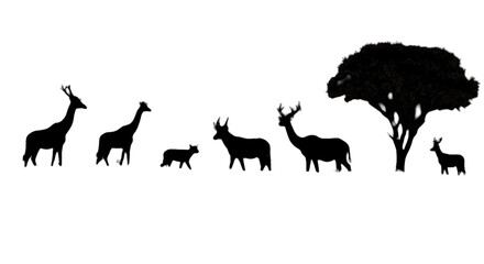 Fototapeta premium Abstract Illustration Of A Night Landscape Silhouette With Tree Black Background