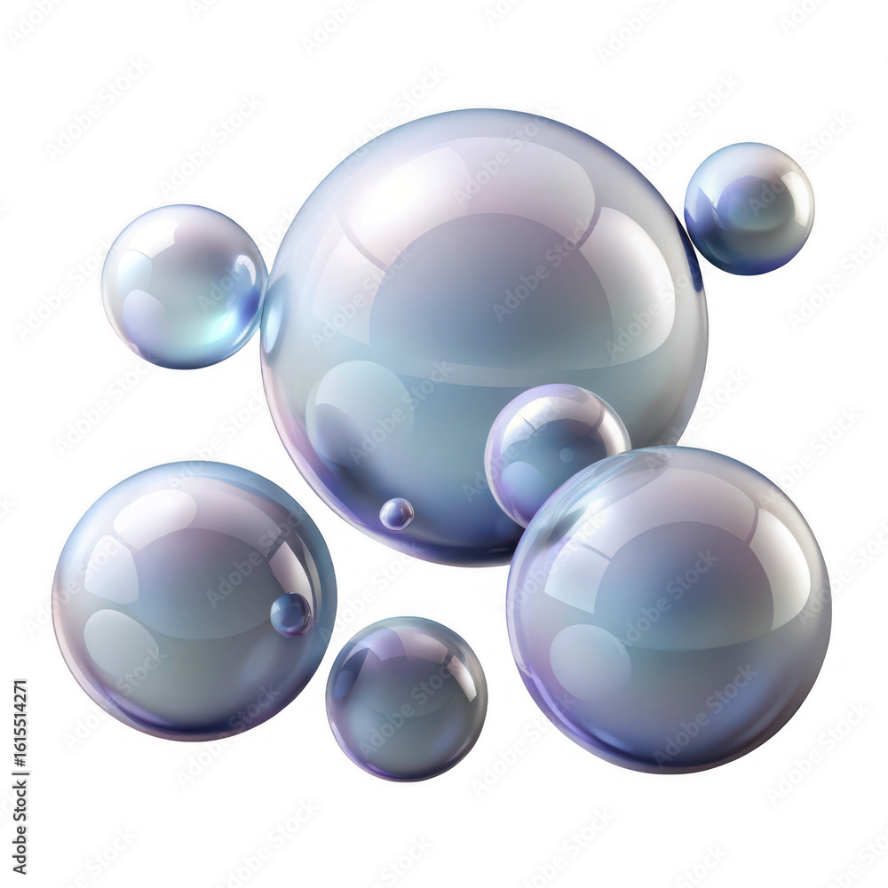 Poster iridescent spheres on black background for abstract wallpaper or modern design element with glossy e
