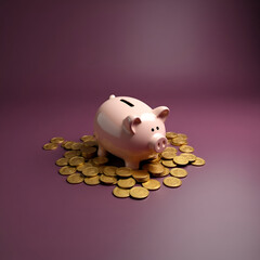 piggy bank and coins
