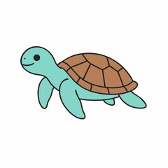 Cute Cartoon Sea Turtle with a Friendly Expression