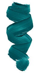 Abstract Teal Paint Stroke Swirl Isolated on Black Background Illustration