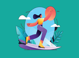 Mother and daughter practicing yoga together at home, a healthy lifestyle vector illustration.