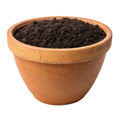 clay pot with humus soil png plant pot with soil isolate png gardening medium PNG transparent background image