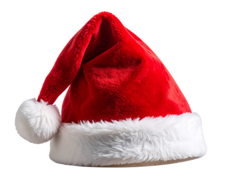 Floating Santa Hat in Mid-Air with Snowflake Accents, PNG Format.