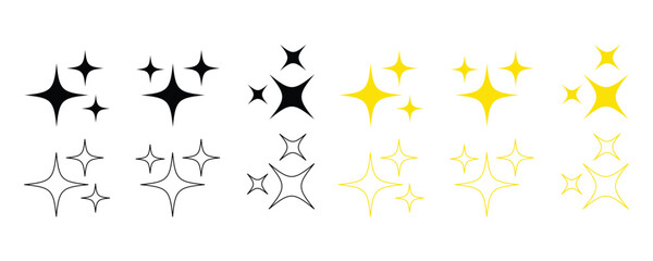 Collection of star sparkle icon vector. Sparkle Icons set. Twinkle stars collection. Shine star icon