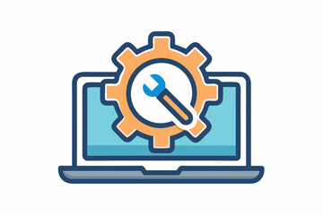 laptop wrench gear construction overlay icon