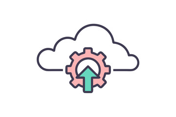 line cloud arrow up gear overlay icon