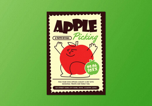 Brown Retro Apple Picking Flyer Layout