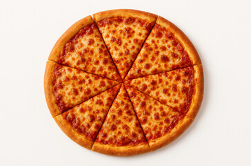 Whole Cheese Pizza Cut into Eight Slices.